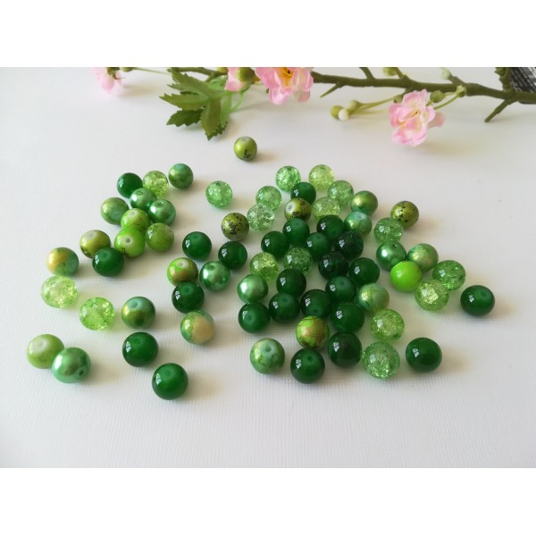 Perles en verre 10 mm vertes x 70 - Photo n°1