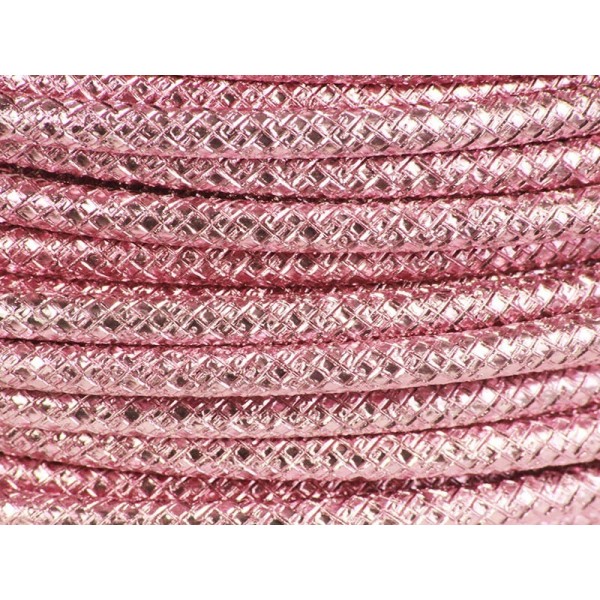 2 Mètres fil aluminium gravé couleur rose 4mm - Photo n°1
