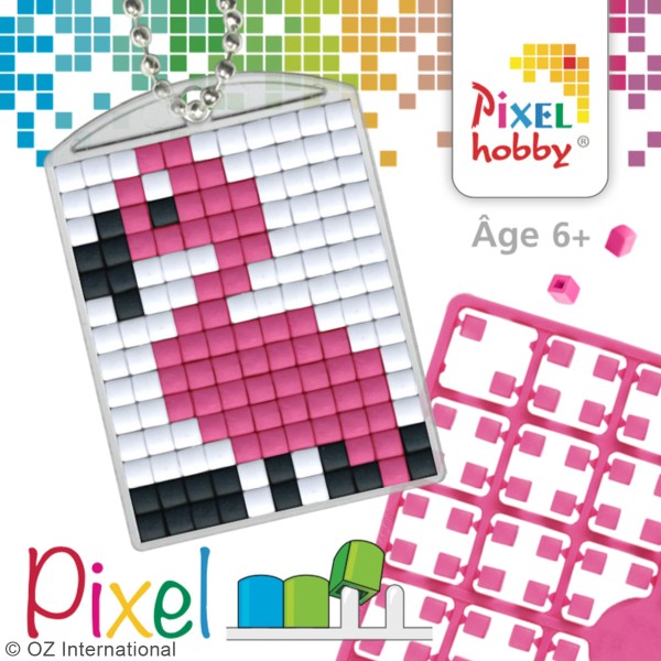 Kit créatif Pixel - porte-clés 4 x 3 cm - Flamant Rose - Photo n°3