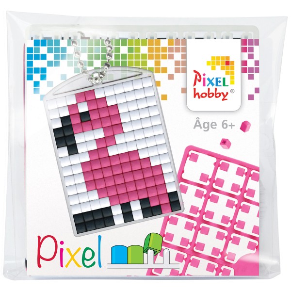 Kit créatif Pixel - porte-clés 4 x 3 cm - Flamant Rose - Photo n°1