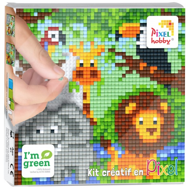 Kit Créatif Pixel - Tableau 12 x 12 cm - Jungle - Photo n°1