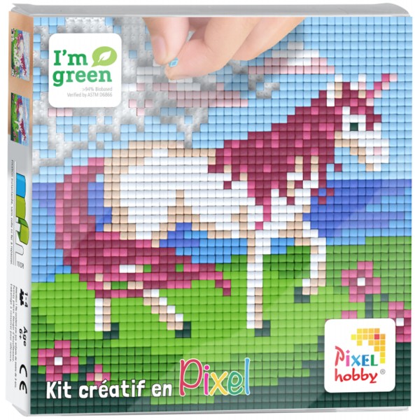 Kit Créatif Pixel - Tableau 12 x 12 cm - Licorne - Photo n°1