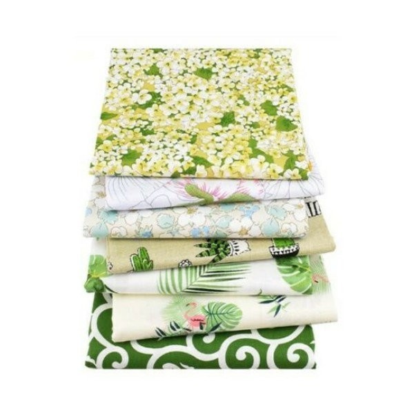 7 coupons tissu patchwork coton couture 40 x 50 cm TONS VERTS 170 7 - Photo n°1
