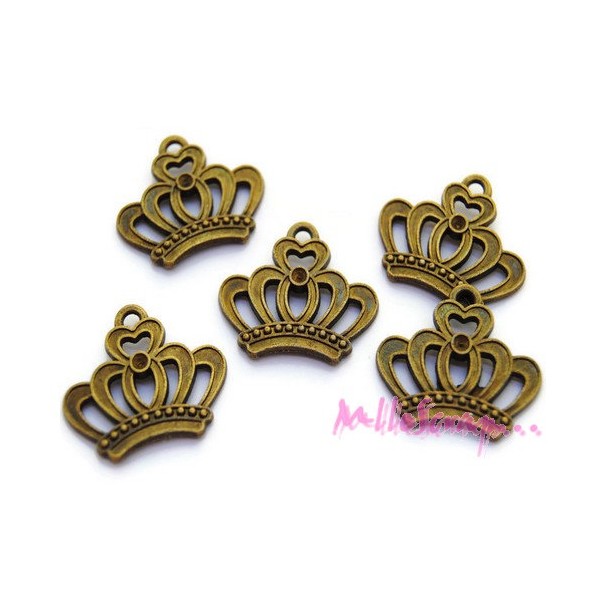 Breloques couronnes métal doré - 5 pièces - Photo n°1