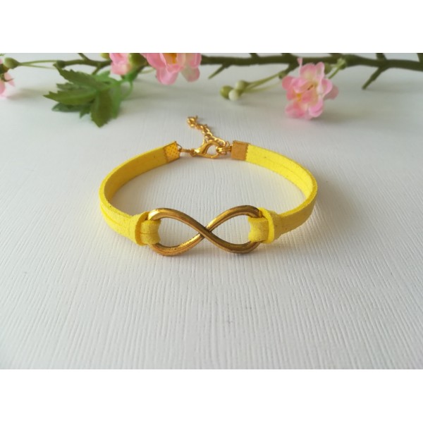 Kit de bracelet suédine jaune et lien infini doré - Photo n°1