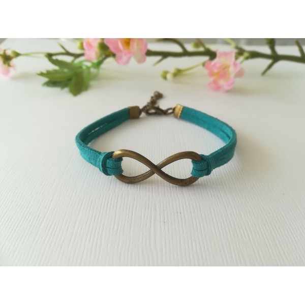 Kit de bracelet suédine turquoise et lien infini bronze - Photo n°1