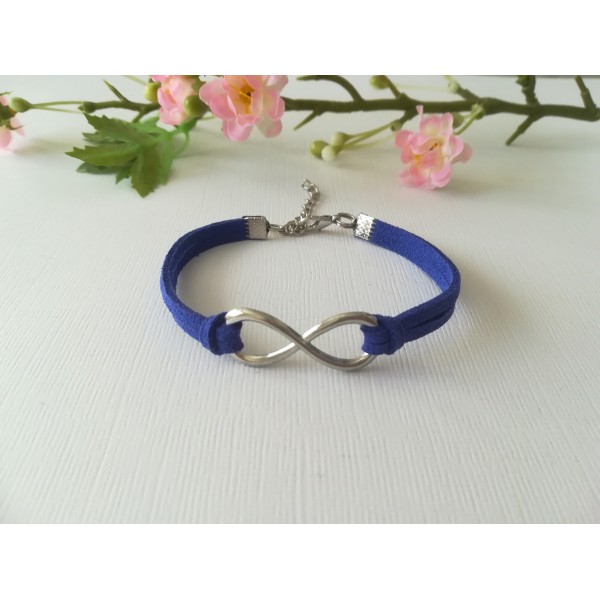 Kit de bracelet suédine bleu nuit et lien infini platine - Photo n°1