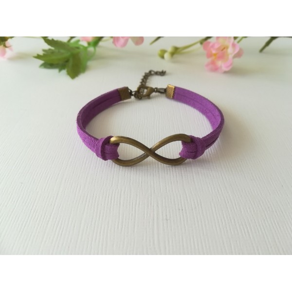 Kit de bracelet suédine violet et lien infini bronze - Photo n°1