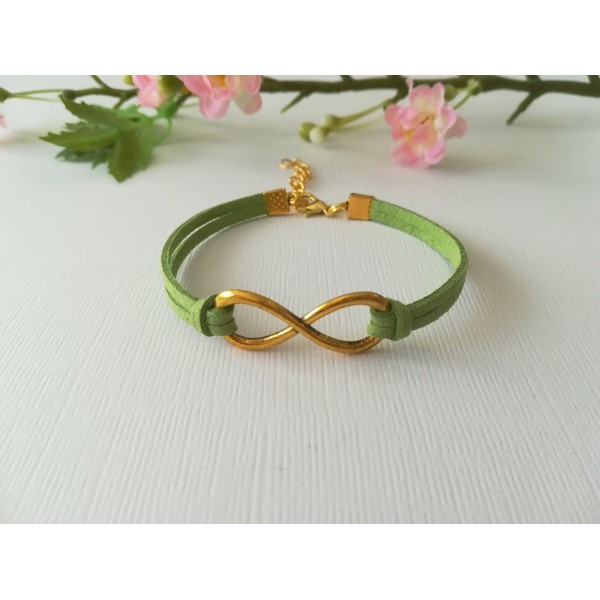 Kit de bracelet suédine verte et lien infini doré - Photo n°1
