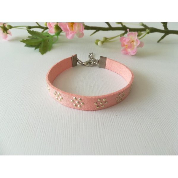 Kit bracelet suédine rose ajustable - Photo n°1
