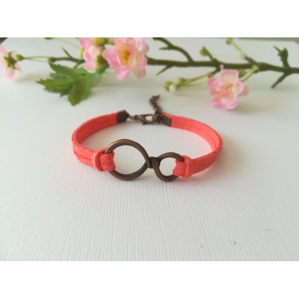 Kit de bracelet suédine corail et lien cuivre rouge - Photo n°1