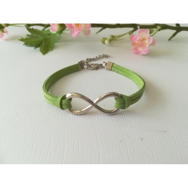 Kit de bracelet suédine verte et lien infini platine - Photo n°1