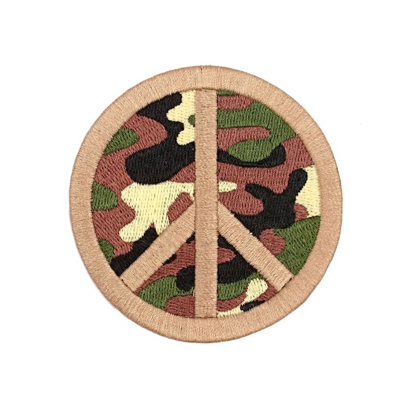 Ecusson armée, militaire, peace and love camouflage, patch thermocollant 7,3 cm - Photo n°1