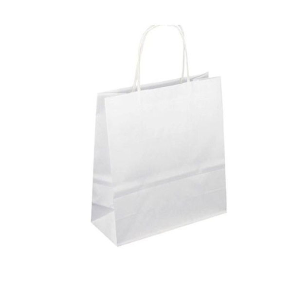 Papier Cadeau Sac - Blanc 19x8x21cm, Sac d'Emballage, Sac de Marchandises, Sac de Faveur, Sac Person - Photo n°1