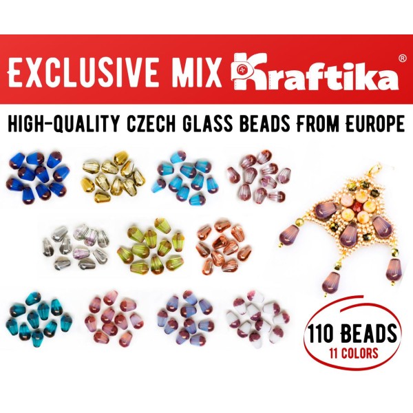Kraftika, 110pcs en Vrac Perles de Mélanger Beaucoup, Facettes en Verre tchèque en forme de Larme Fe - Photo n°4