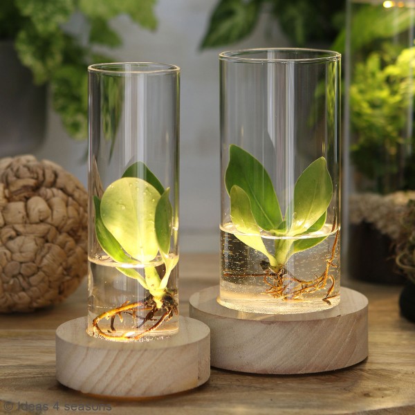 Vase avec base en bois lumineuse - 10,5 cm - Photo n°4