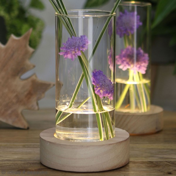 Vase avec base en bois lumineuse - 10,5 cm - Photo n°6