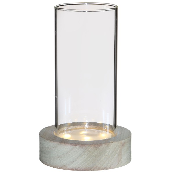 Vase avec base en bois lumineuse - 10,5 cm - Photo n°1