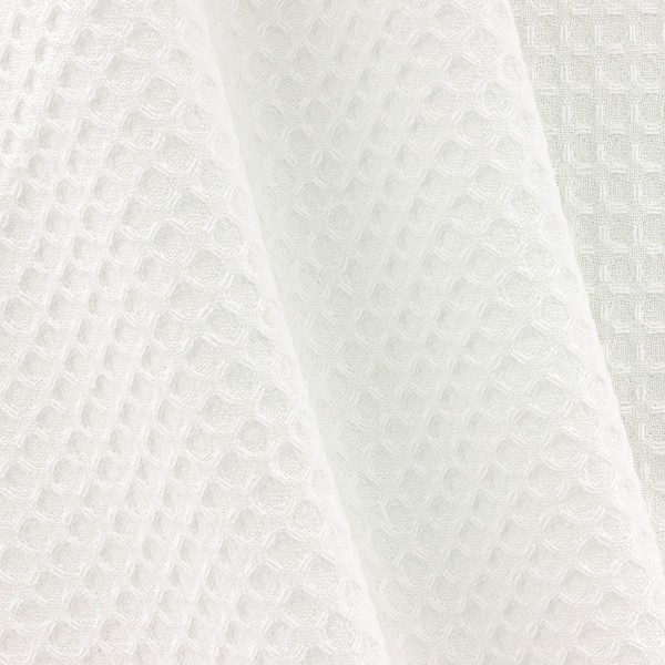 Tissu éponge en nid d'abeille - Blanc - Par 10 cm (sur mesure) - Photo n°5