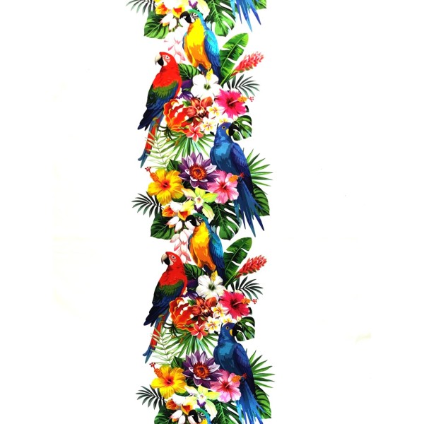 Panneau tissu STENZO jersey digital print - perroquets et tropiques - 50cm - Photo n°1