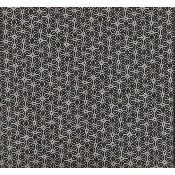 Pièce de Tissu Japonais Coupon Asanoha étoile 54x45 cm Noir/écru - Photo n°1
