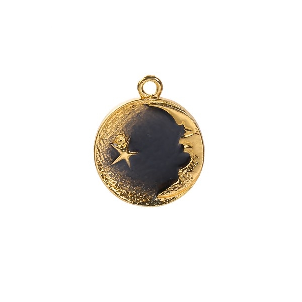 S110090584 PAX 5 pendentifs breloque medaillon Lune et Etoile couleur DORE - Photo n°2