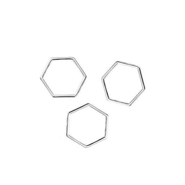 S1186574 PAX 30 pendentifs connecteur Hexagone, Hexagonale 17 par 15mm métal couleur Argent Vif - Photo n°1