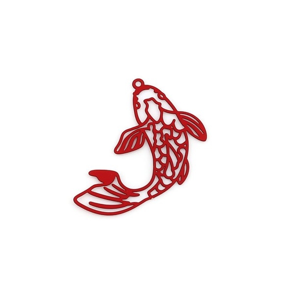 PS110239073 PAX 5 Estampes pendentif poisson Carpe koi couleur Rouge - Photo n°1