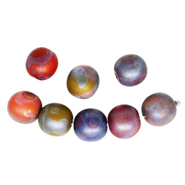 16pcs Mat Mix Nébuleuse Violet Bleu Rouge Jaune Ronde Perles de Verre tchèque Perles de 8mm - Photo n°1