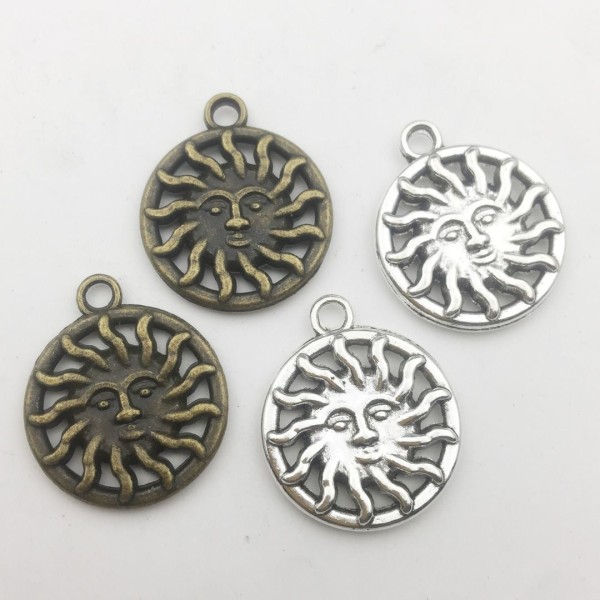 KRAFTIKA, 80pcs Bronze Antique Silver Soleil et de la Lune Mélange Tibétain Lisse Charmes Pendentifs - Photo n°4