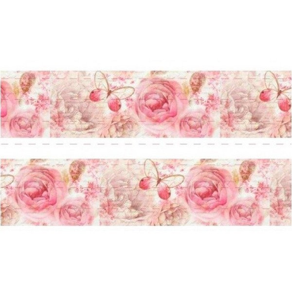 1 m de ruban satin imprimé 2,5 cm couture scrapbooking GROSSE ROSE - Photo n°1