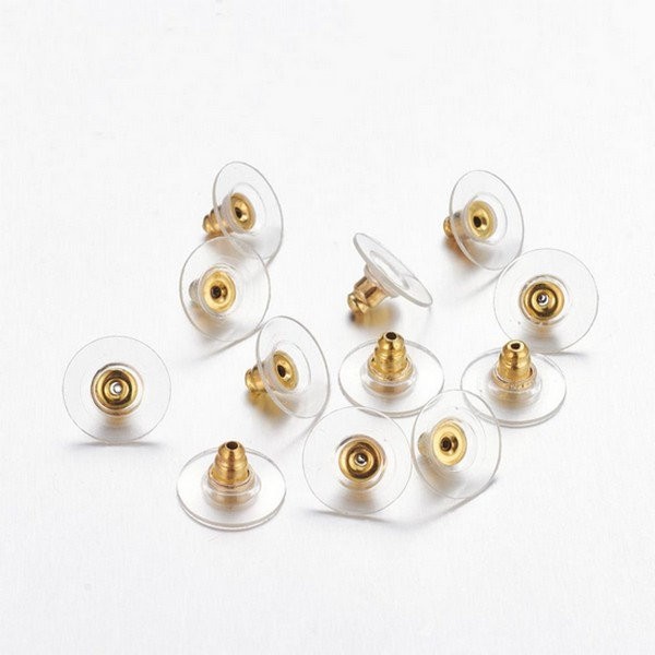 50 Embouts plastique métal  pour boucle d’oreille DORE - Photo n°1