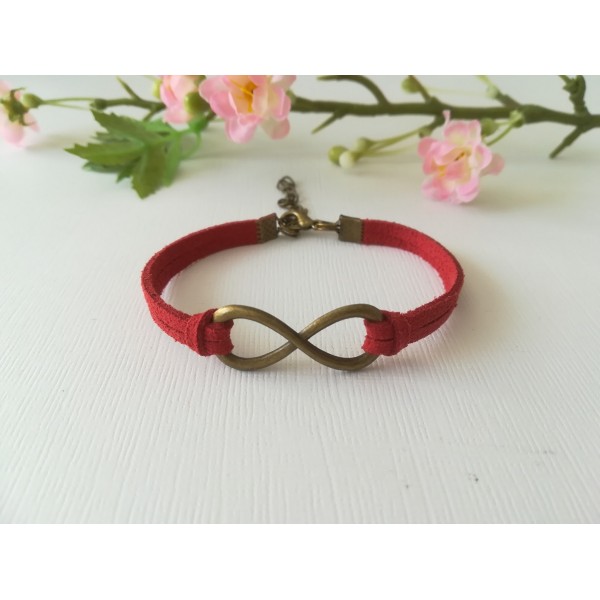 Kit de bracelet suédine rouge bordeaux et lien infini bronze - Photo n°1