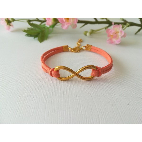 Kit de bracelet suédine orange et lien infini doré - Photo n°1