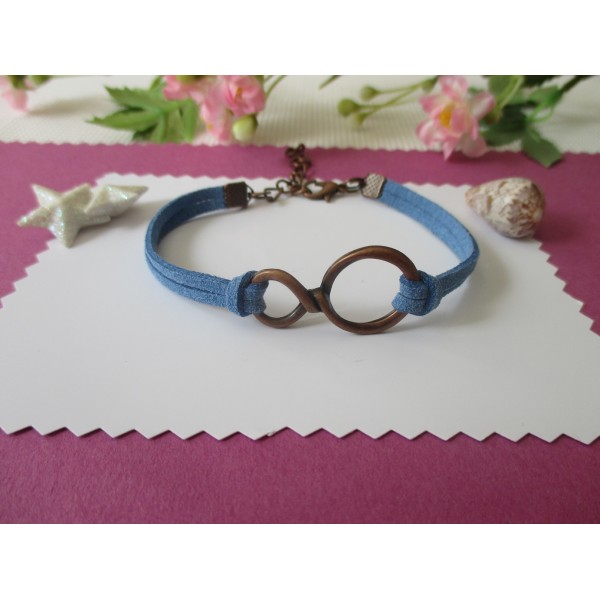 Kit de bracelet suédine bleu jean et lien cuivre rouge - Photo n°1