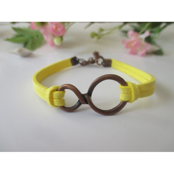 Kit de bracelet suédine jaune et lien cuivre rouge - Photo n°1