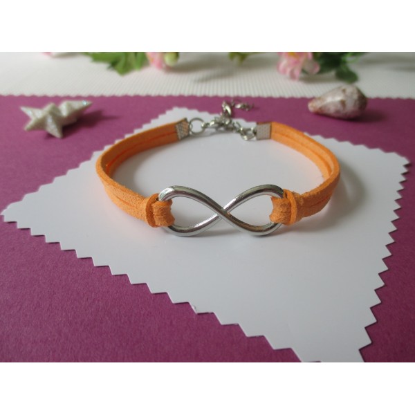 Kit de bracelet suédine orange et lien infini platine - Photo n°1