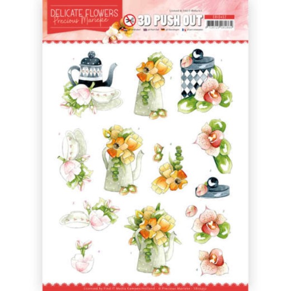 Carte 3D prédéc. - SB10452 - Delicate flowers - Fleurs et thé - Photo n°1