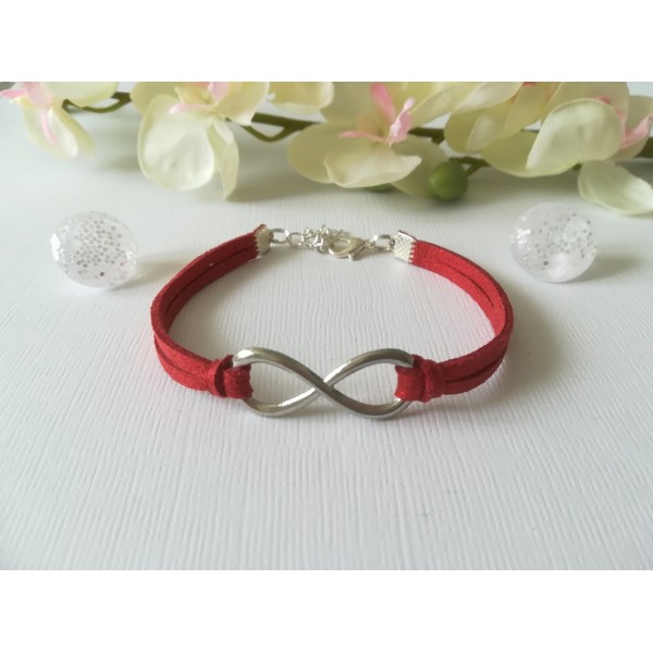 Kit de bracelet suédine rouge brillant et lien infini platine - Photo n°1
