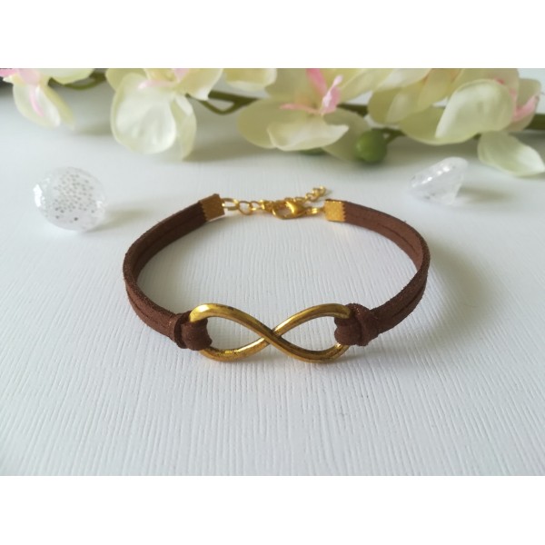 Kit de bracelet suédine marron brillant et lien infini doré - Photo n°1