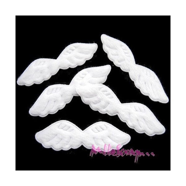 Appliques ailes tissu blanc - 5 pièces - Photo n°1