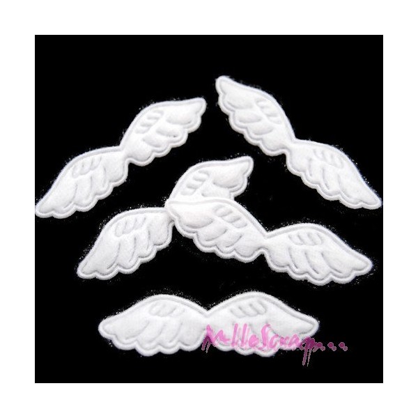 Appliques ailes tissu blanc - 5 pièces - Photo n°1