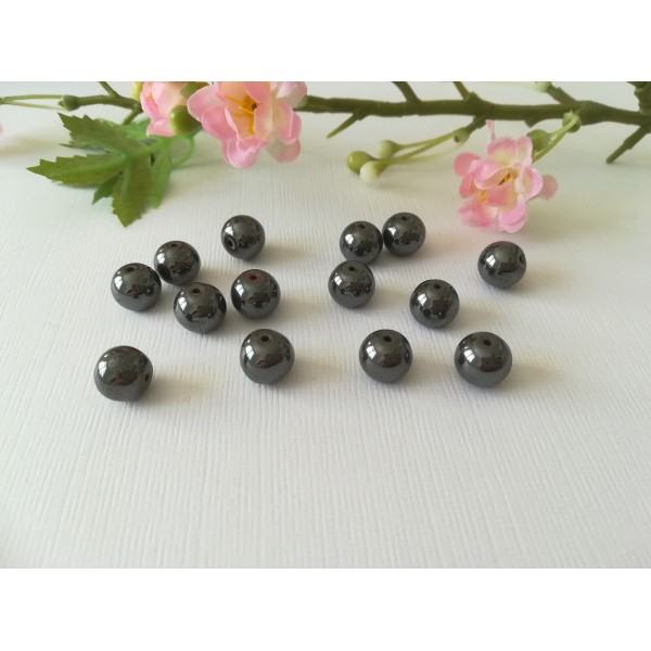 Perles hématite 10 mm gris anthracite x 10 - Photo n°1