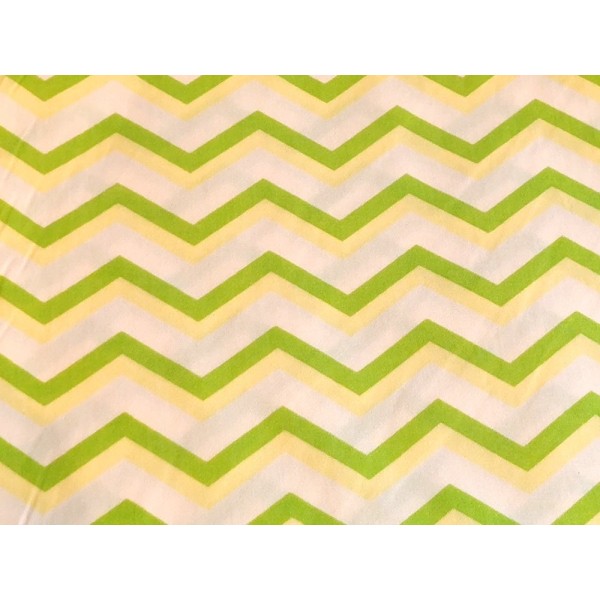 Coupon tissu - zigzag vert, jaune et blanc - coton - 40x50cm - Photo n°1
