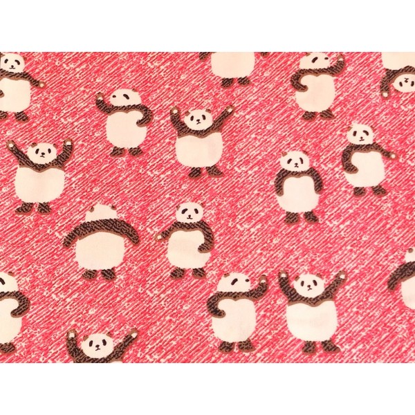 Coupon tissu - panda sur fond rouge - coton - 40x50cm - Photo n°1