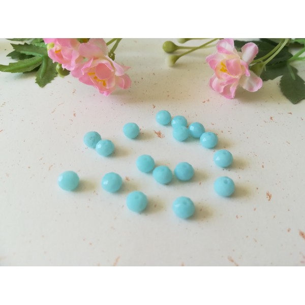 Perles en verre à facette 6 x 4 mm bleu clair x 25 - Photo n°2