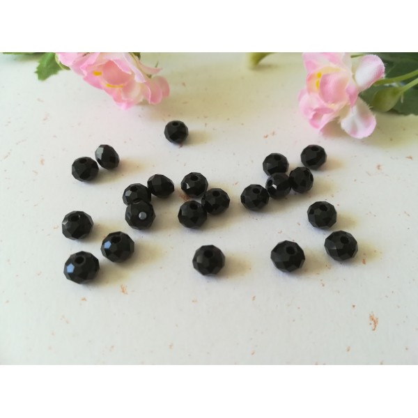 Perles en verre à facette 6 x 4 mm noire x 25 - Photo n°2