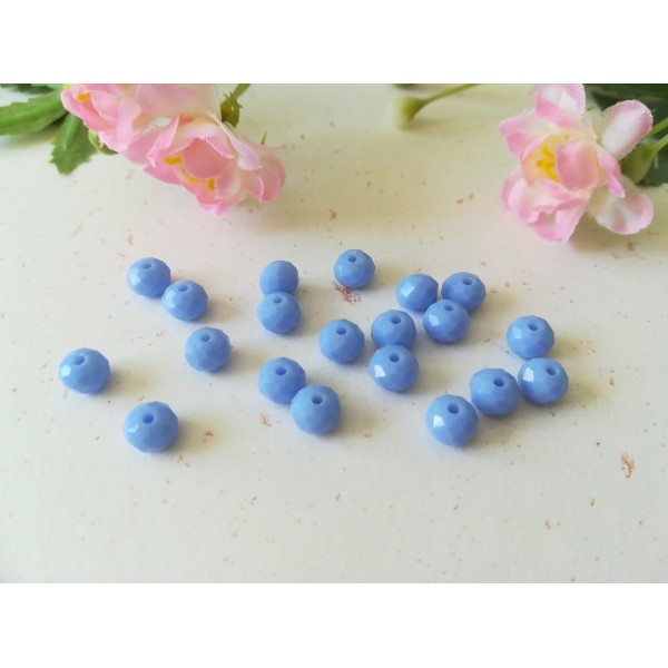 Perles en verre à facette 6 x 4 mm bleu azur x 25 - Photo n°2