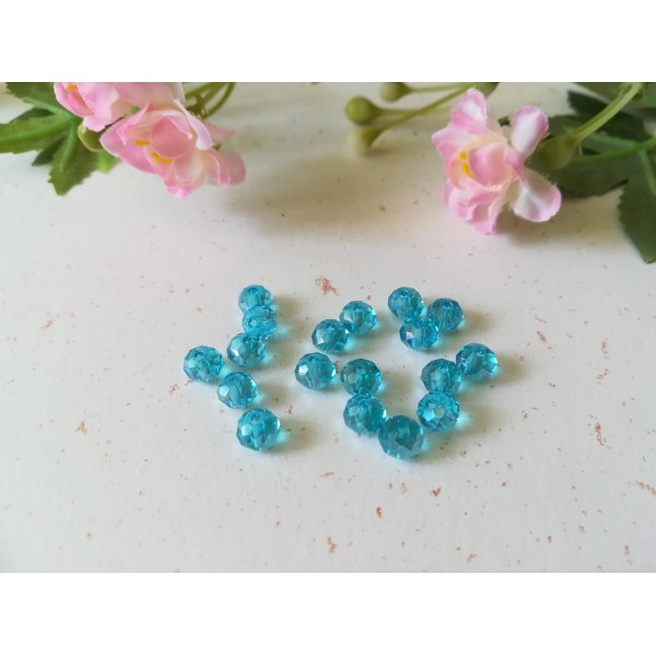 Perles en verre à facette 6 x 4 mm bleu ciel x 30 - Photo n°2