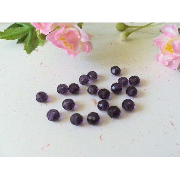 Perles en verre à facette 6 x 4 mm violet x 30 - Photo n°2